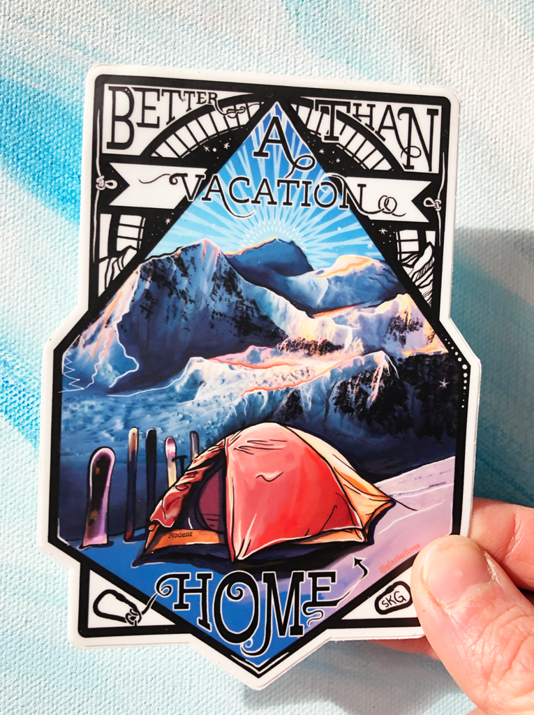 SarahKGlaserSarah K. Glaser Turnagain Pass Glacier Lines Tent Painting Watercolor Alaska Art